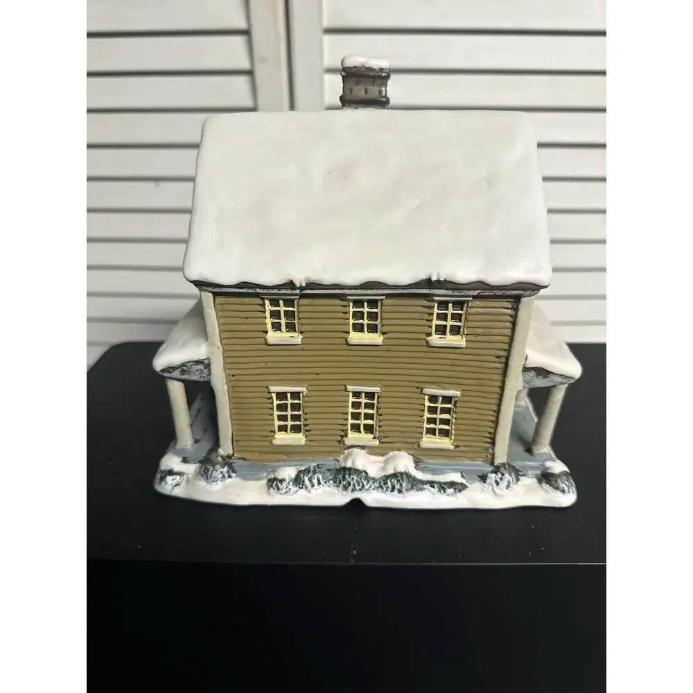 Christmas Village Colonial Mansion House w/ Columns - Holiday Decor
